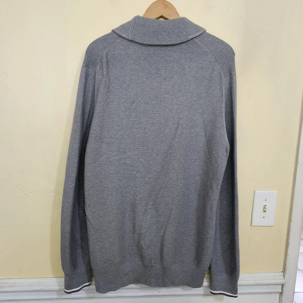 Banana Republic Cardigan Sweater Men's L Gray Supima Cotton Shawl Collar Button